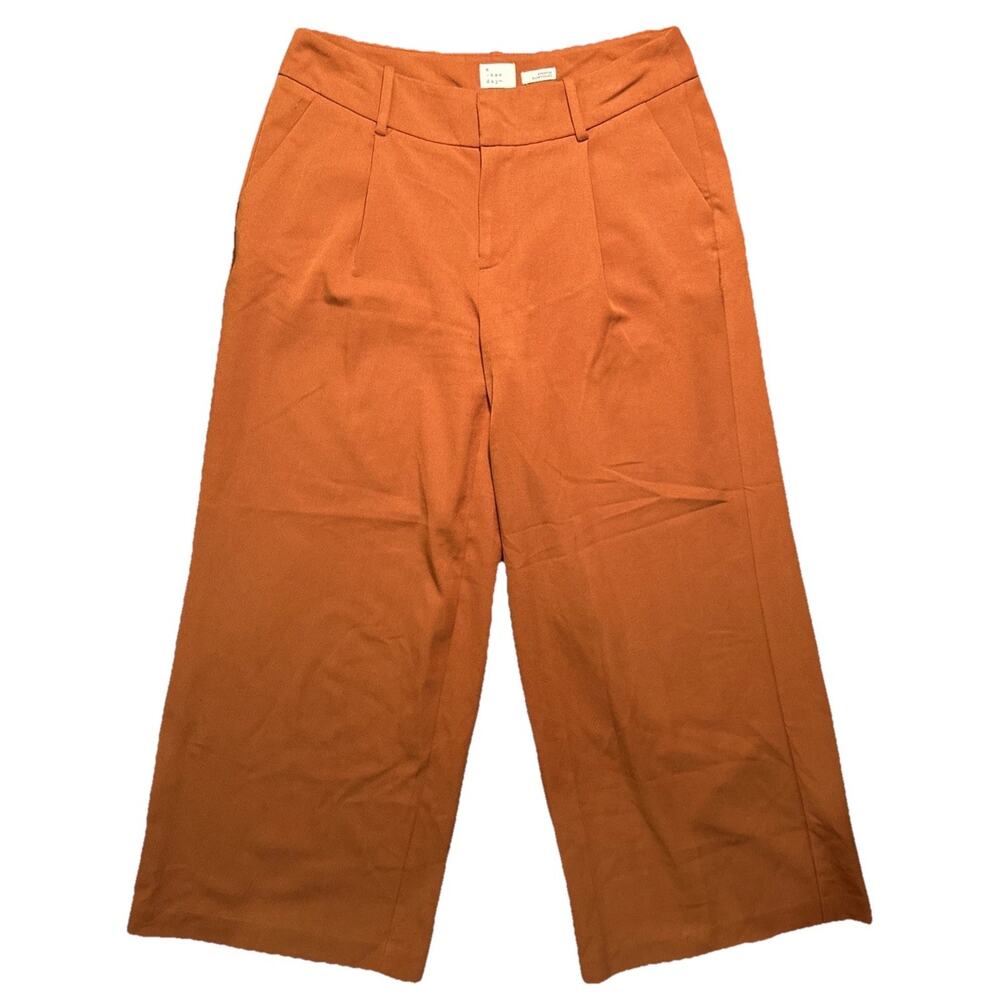 A New Day Sz 4 Womens Orange Wide Leg High Rise Chino Pants Cotton Stretch Boho